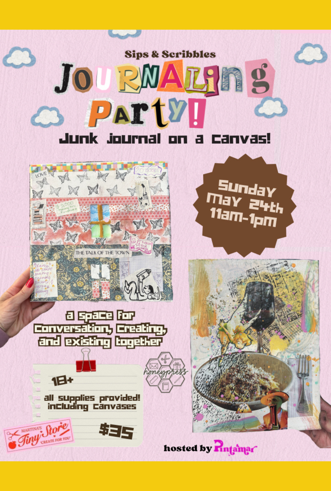 Sips & Scribbles: Adult Journaling Party (on a canvas)