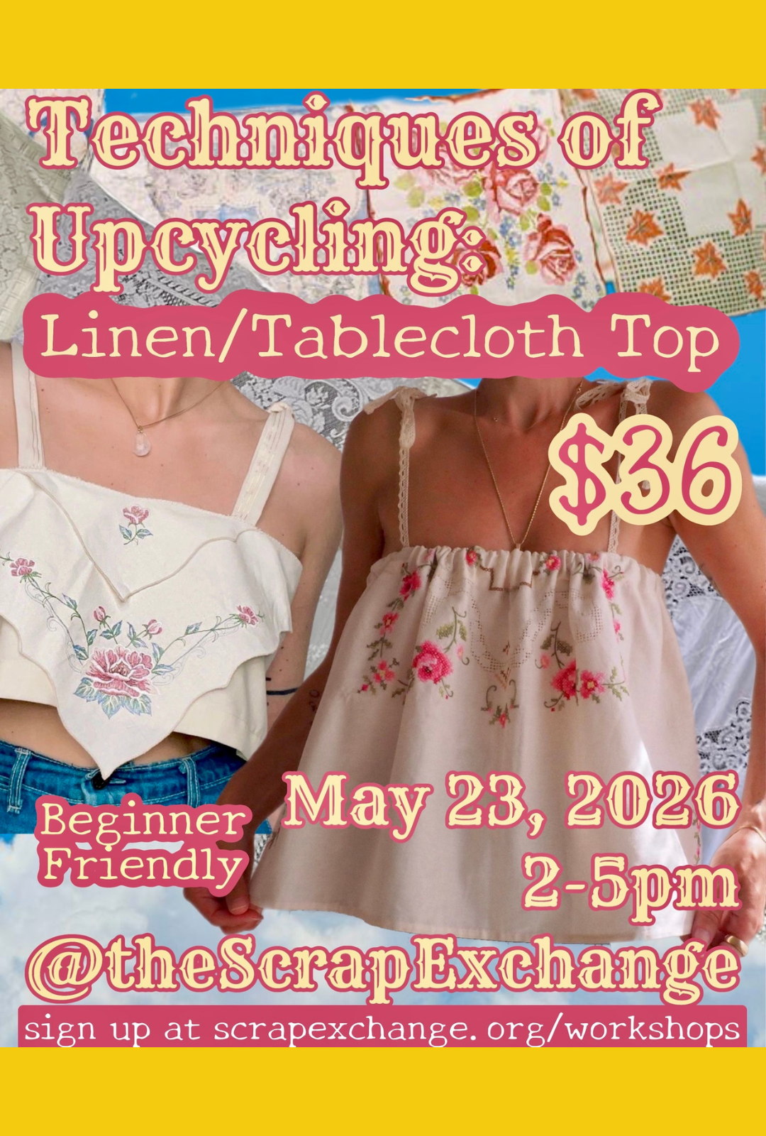 Techniques of Upcycling: Linen/Tablecloth Top
