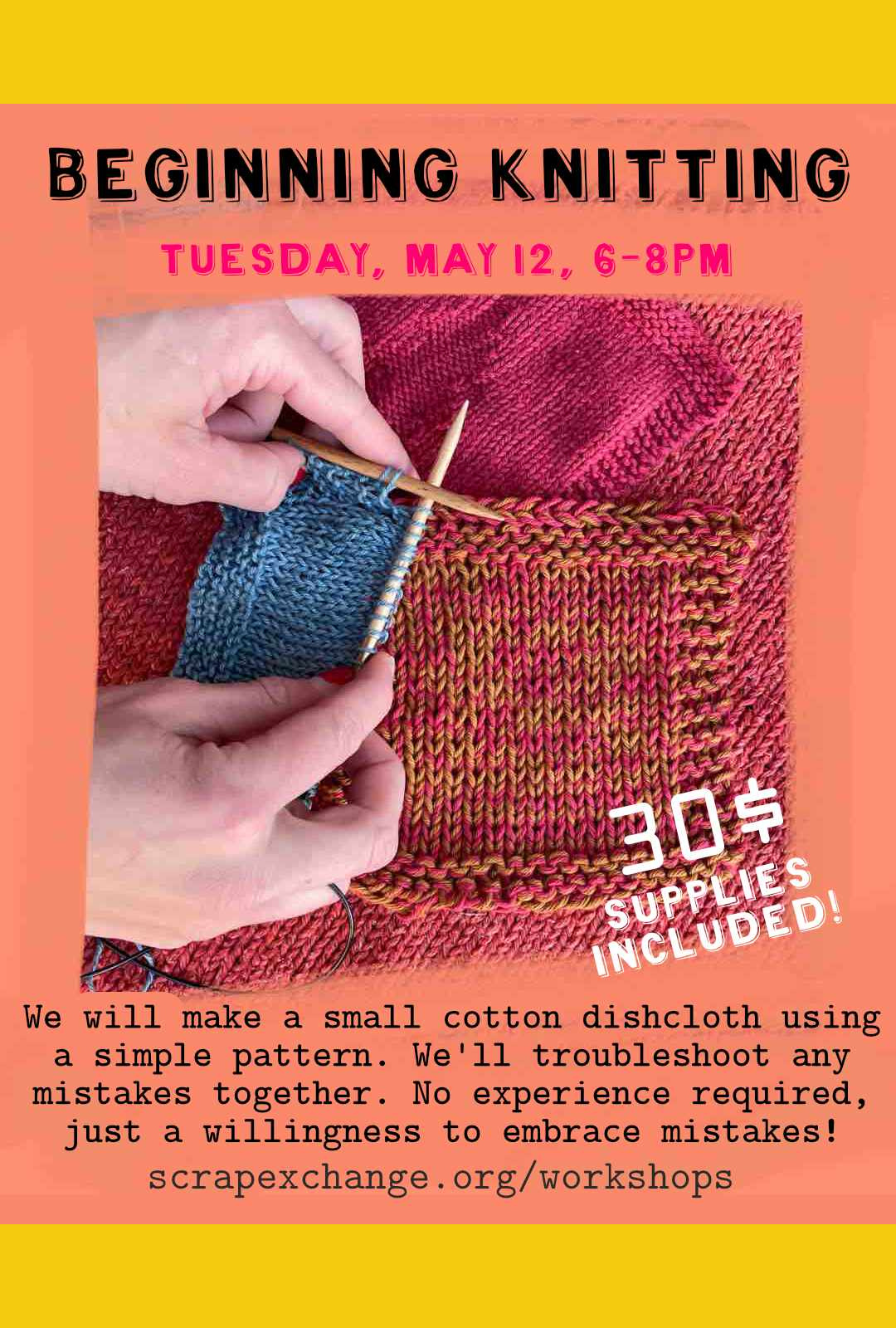 Beginning knitting: Cotton dishcloth