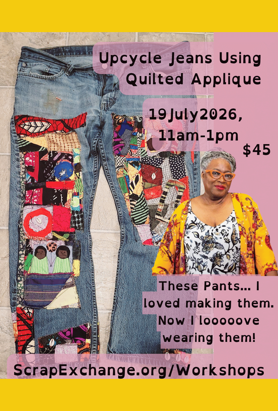 Upcycle Jeans Using Quilted Applique