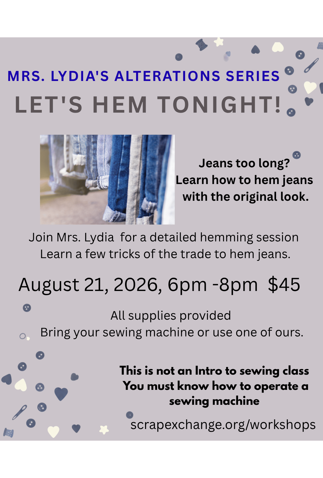 Let's Hem Tonight! Mrs. Lydia's Sewing Alterations series