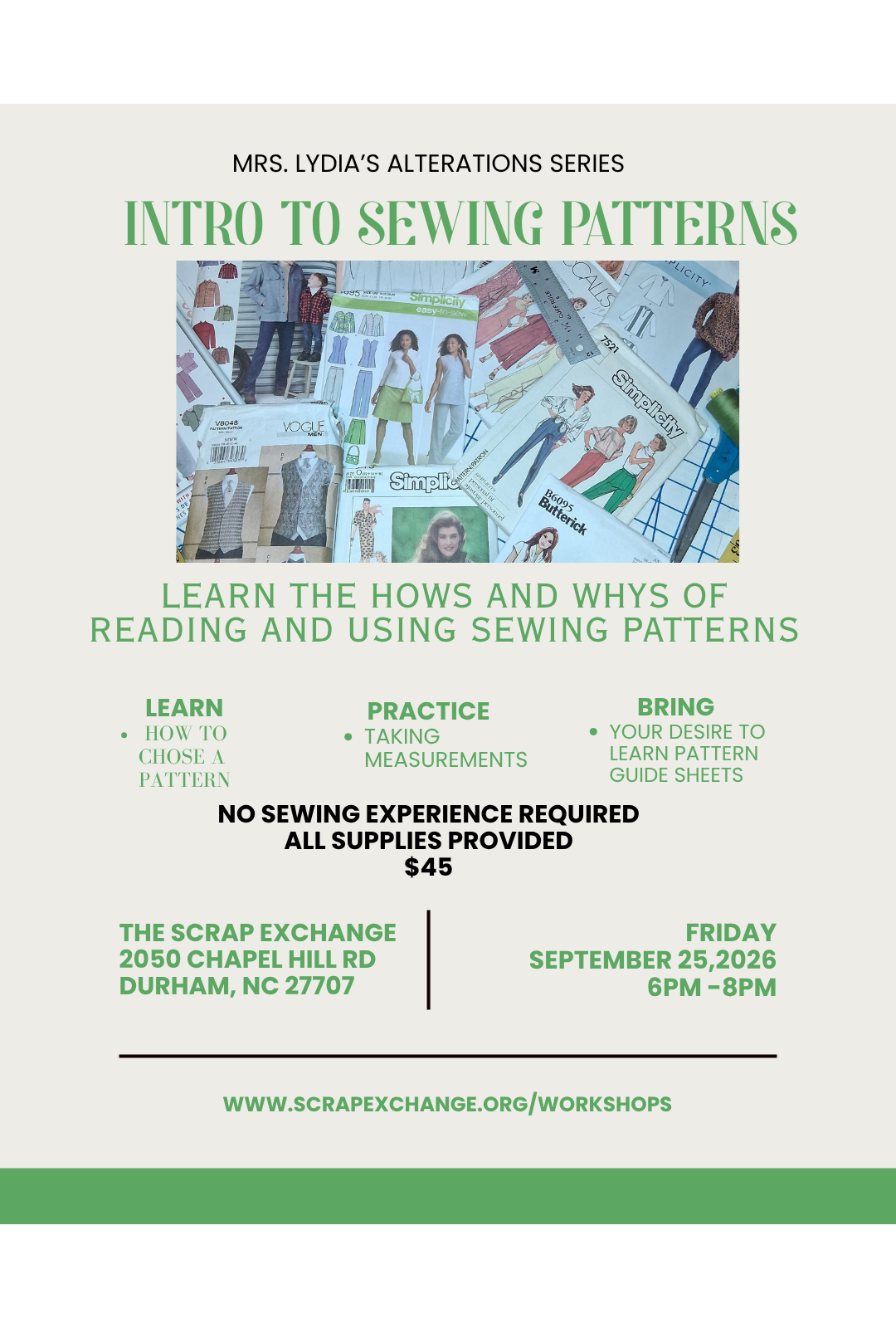 Mrs. Lydia's Alterations Series- Intro to Sewing Patterns
