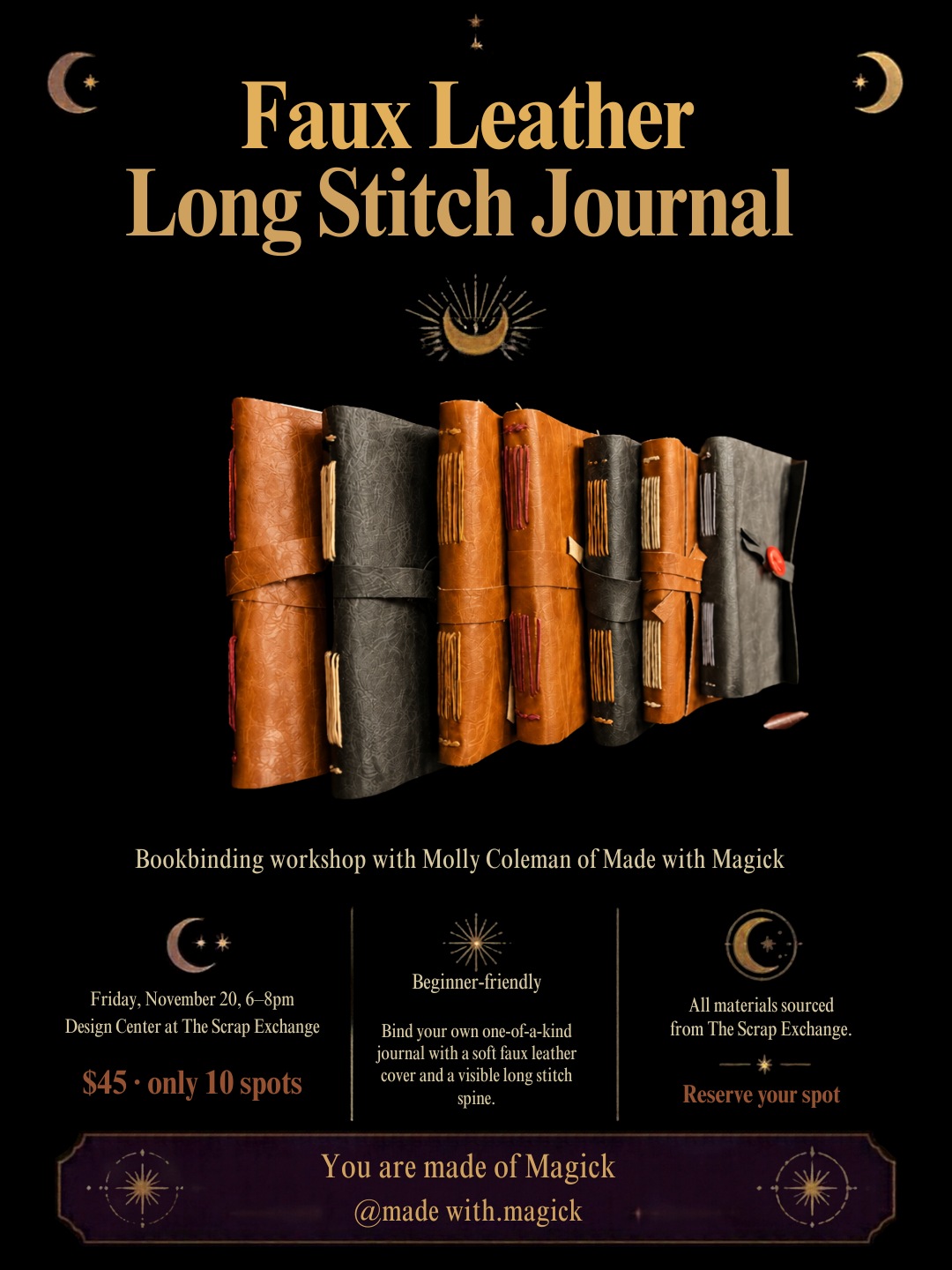 Faux Leather Long Stitch Journal