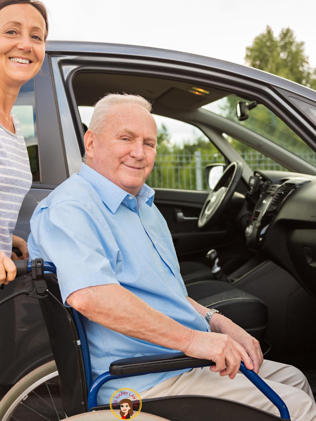 Family caregiver driving an older adult to a medical appointment.
