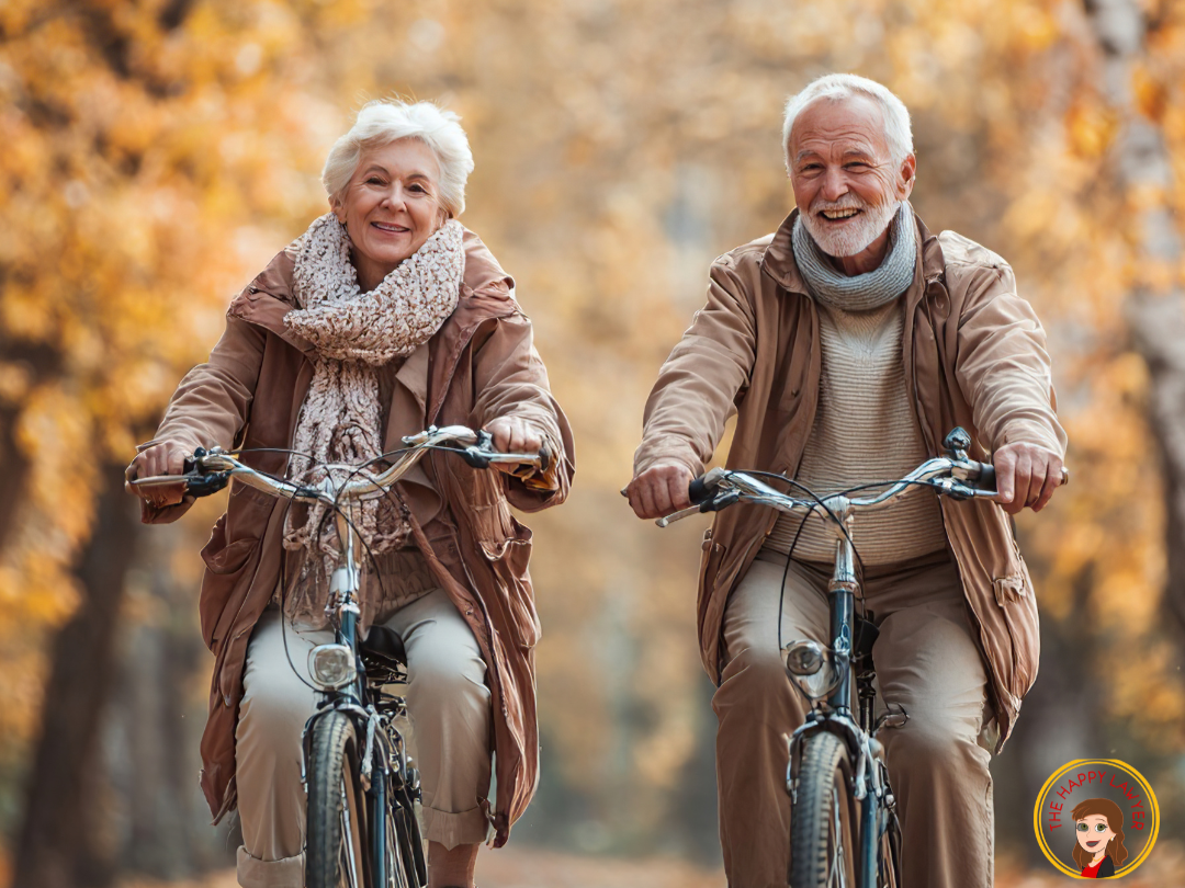 Active older couple enjoying retirement outdoors, representing healthy aging and proactive estate planning for seniors in Garner, North Carolina.