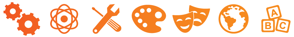 horizontal list of orange icons