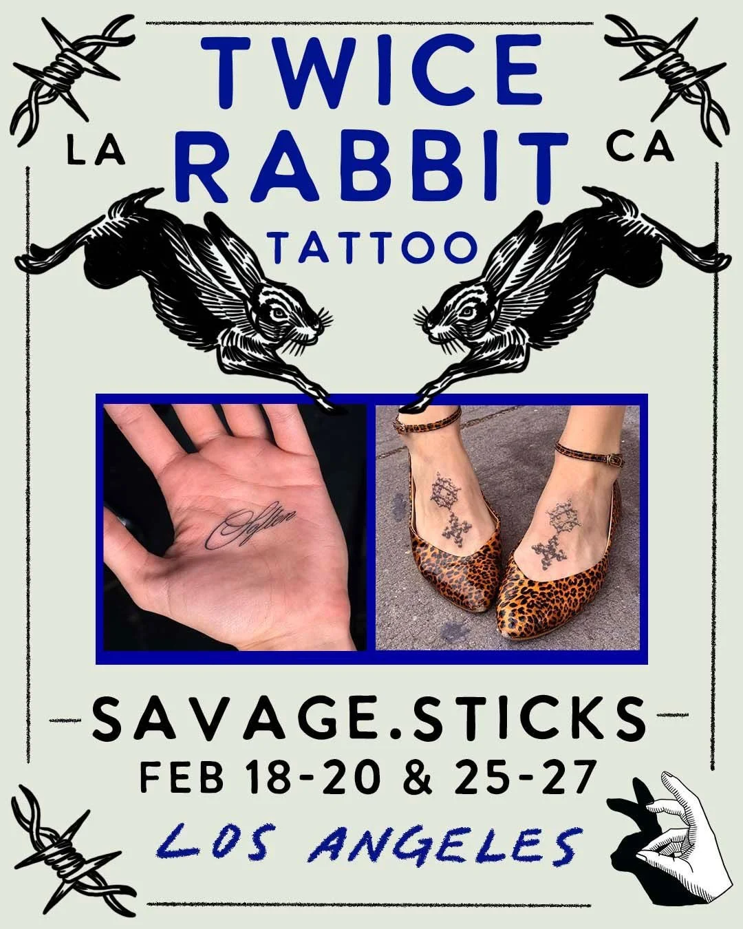 We&rsquo;re stoked to host @savage.sticks next month! Reach out to them directly to book in 🐇🐇