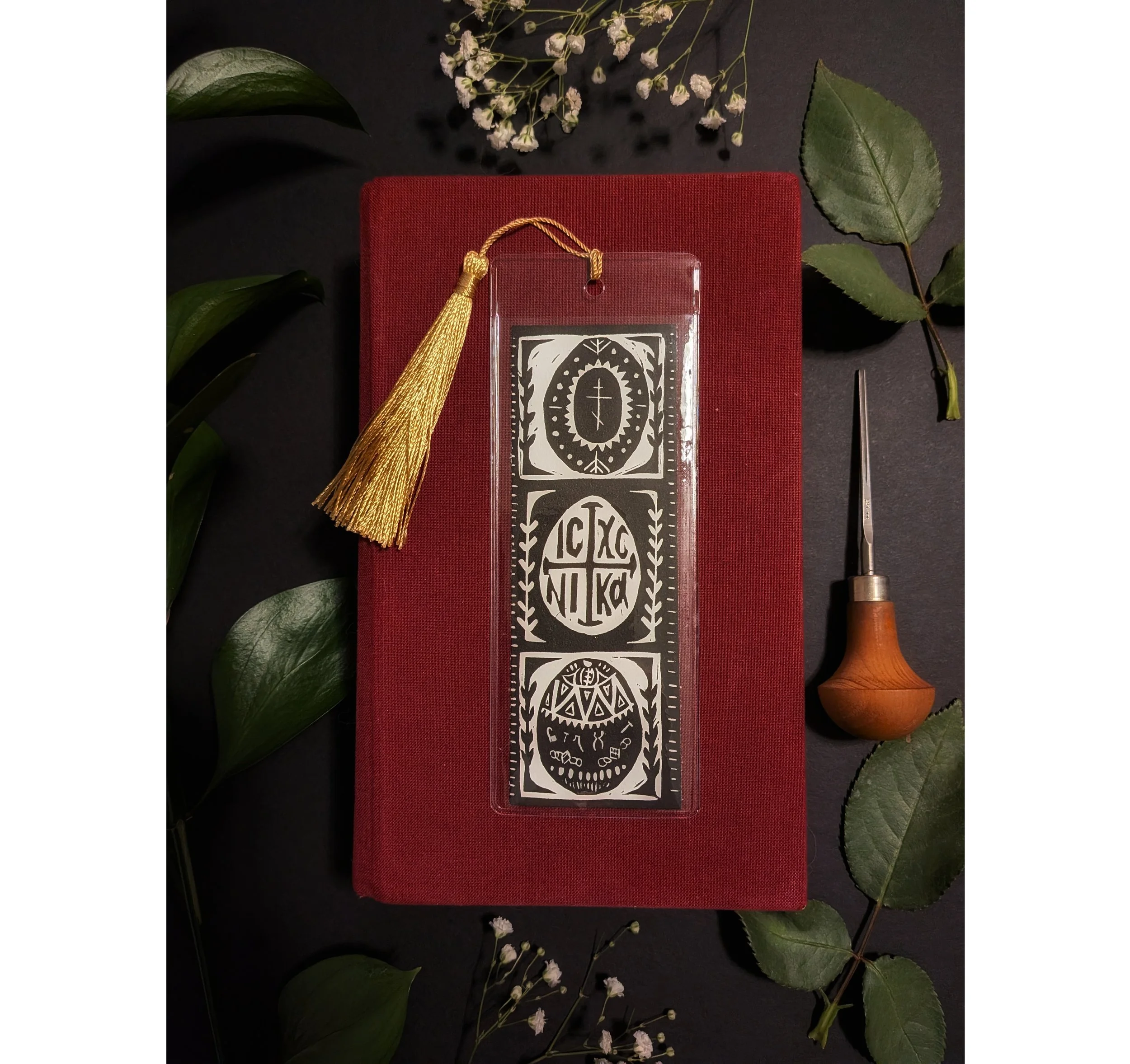 Pysanky Egg Linocut Bookmark