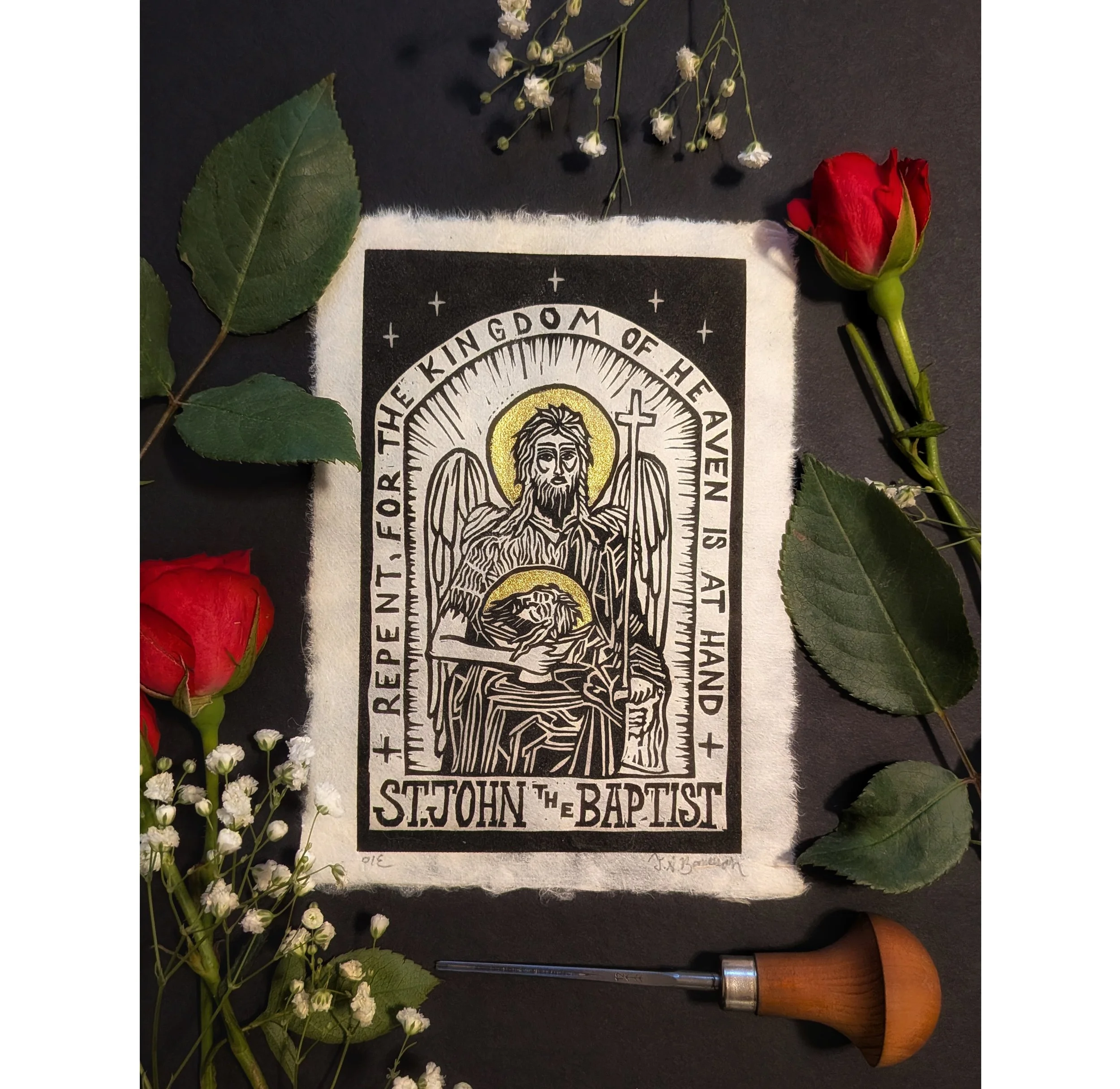 St John the Baptist Linocut Print