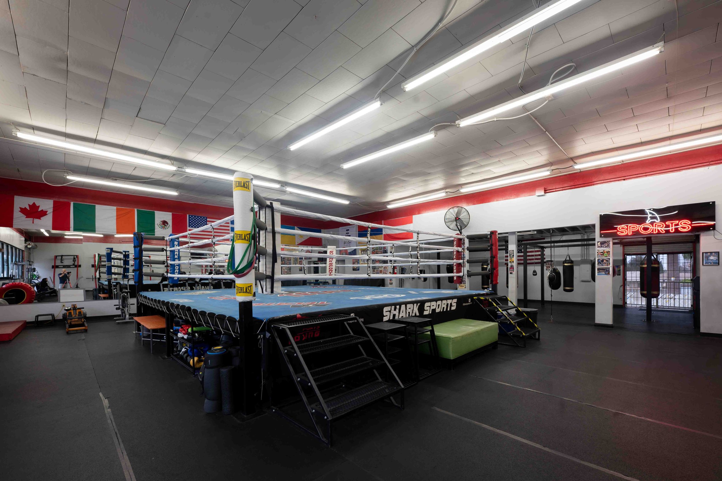 Empty boxing ring gym arena. Video shift... | Stock Video | Pond5