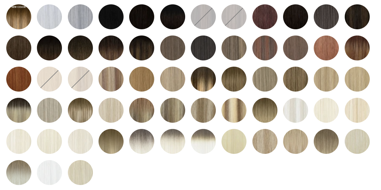 A display of various wood color sample swatches arranged in rows and columns.