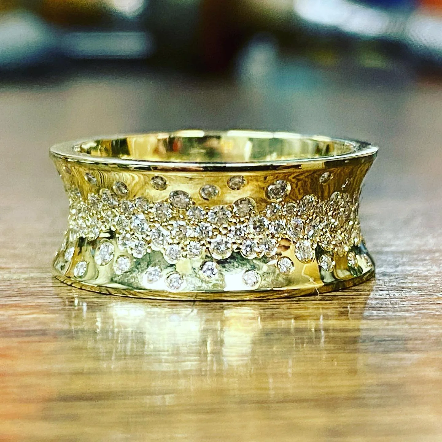I need to bring a real camera to work :) 
181 diamonds on yellow gold #ring #jewelry #pave #diamonds #stone #beautiful #polish #fancy #class #chic #bitcoin #eth #moon