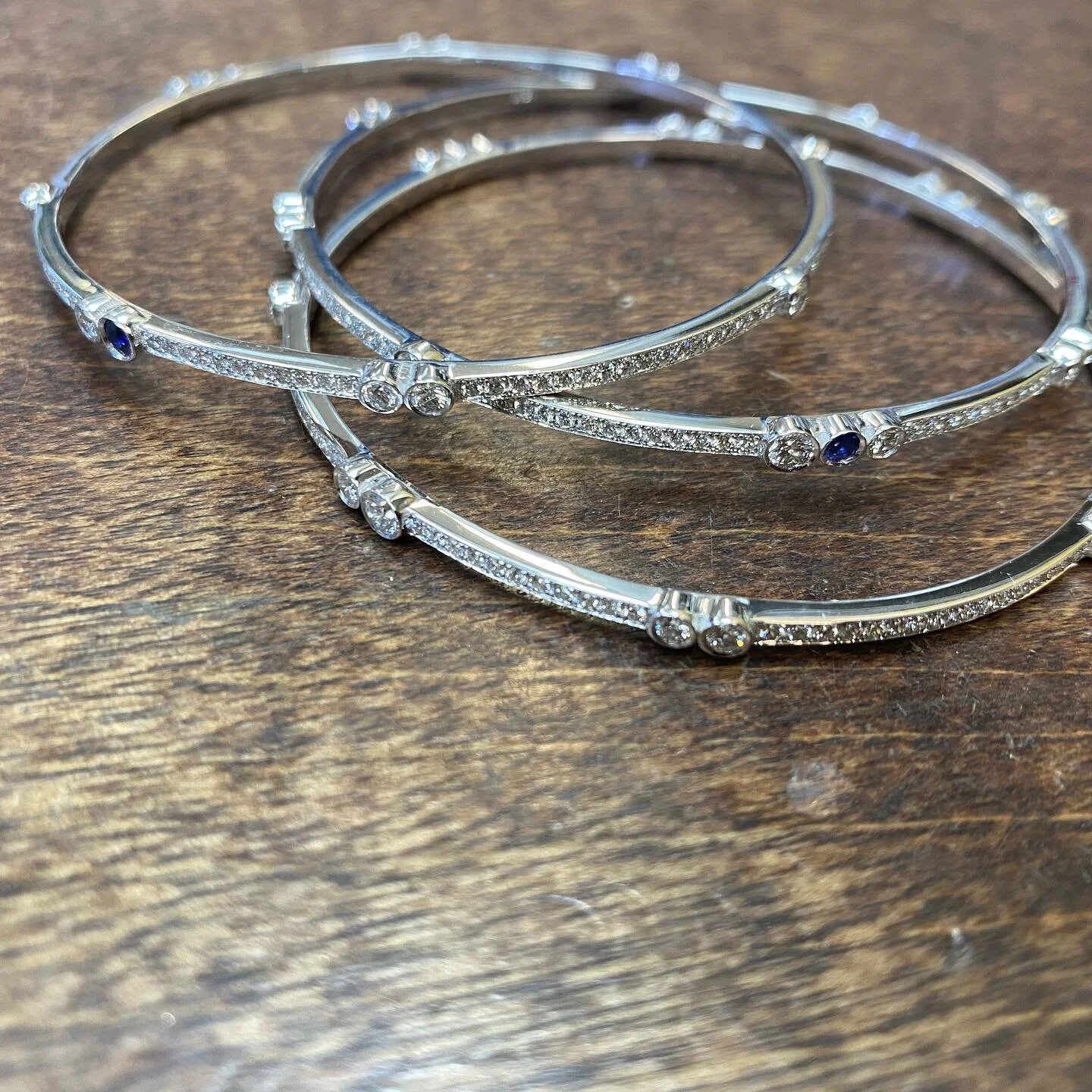 Fancy day at the shop 3 #bangles #diamonds #pave #flush #bezel #sapphires #beautiful #jewelry #handmade #custom