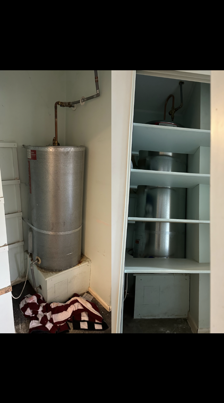 Replacement hot water cylinder, before and after. .png