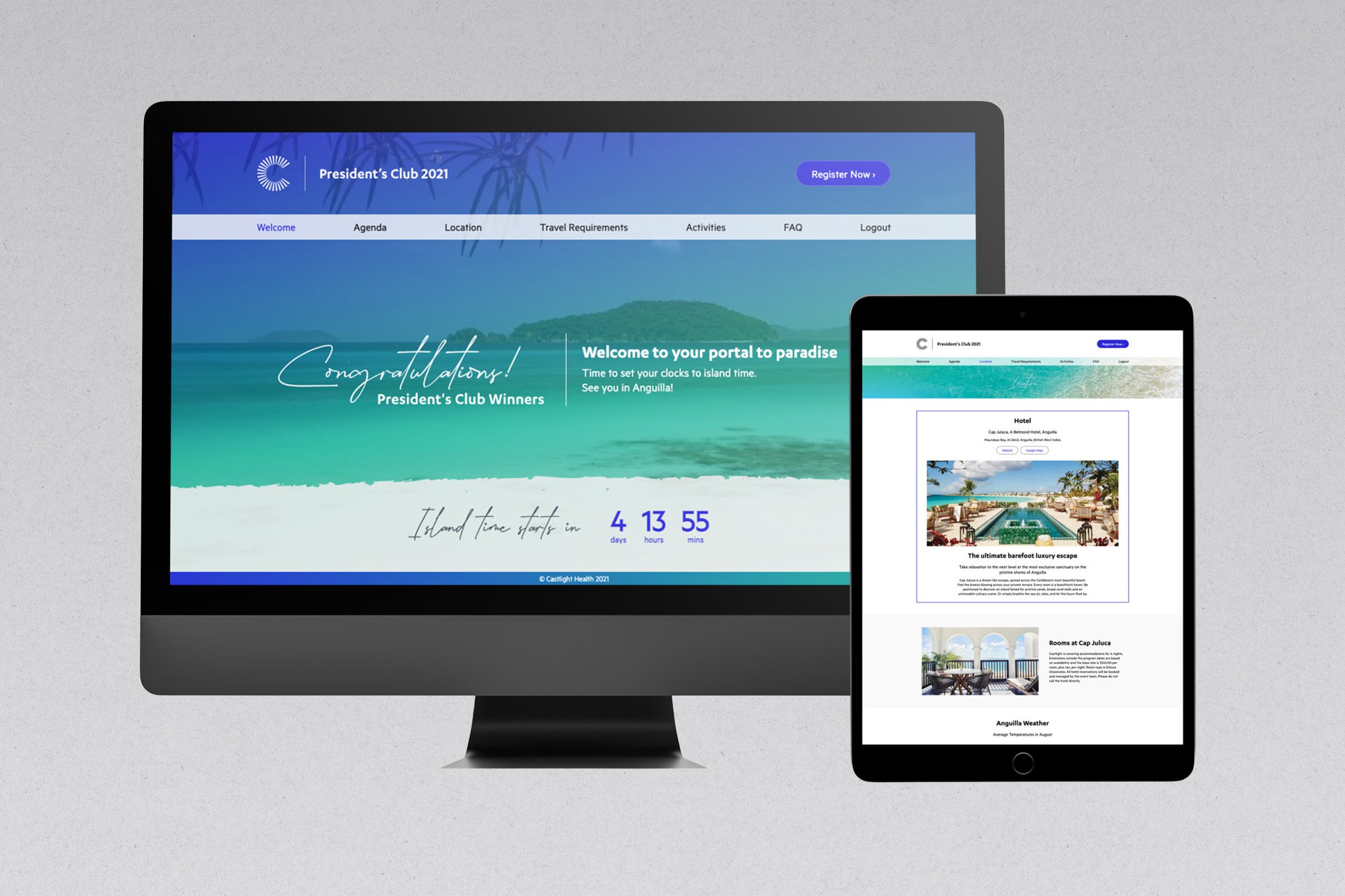 Event web portal for all travel information and announcements