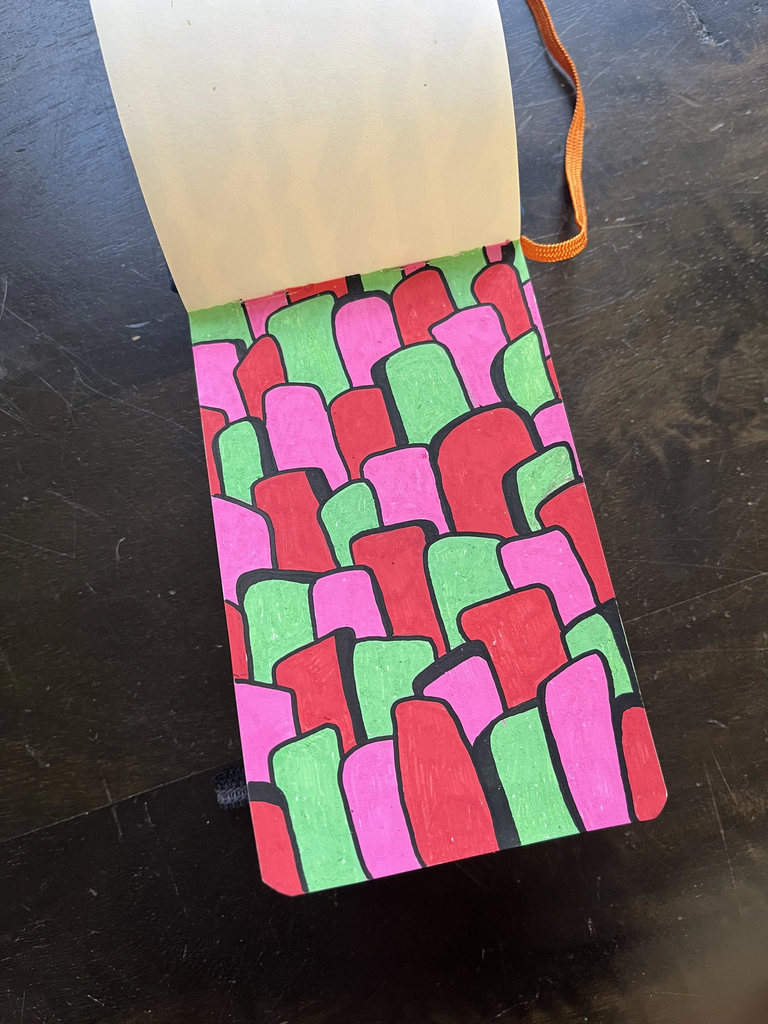 Notebook Sketchbook illustration surface pattern design pink and green