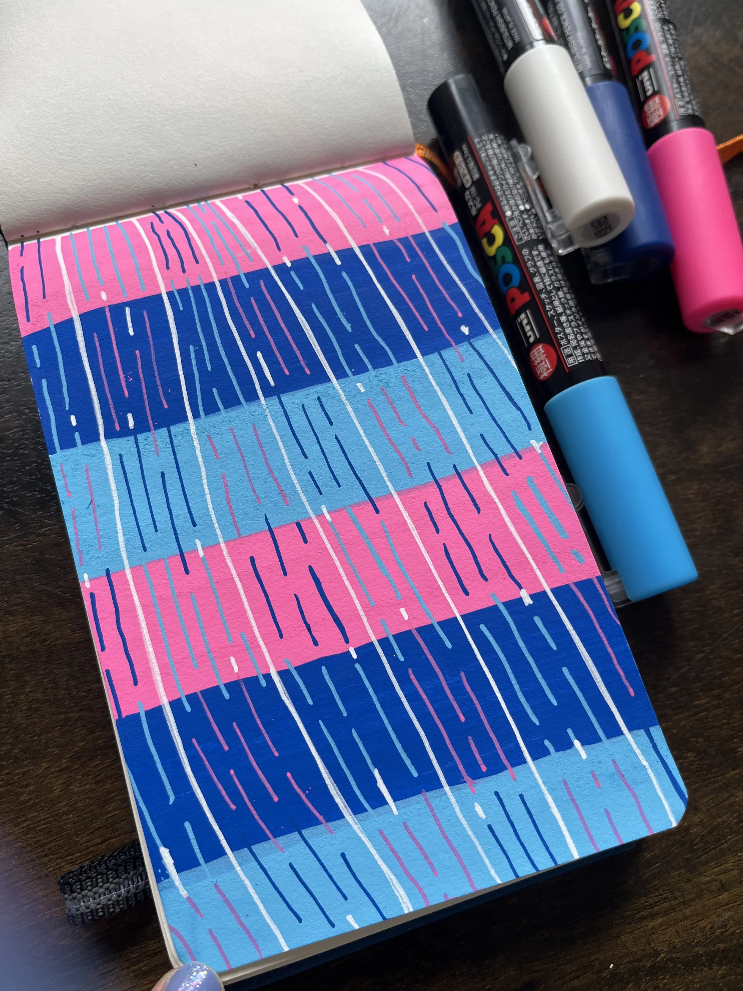 Notebook Sketchbook illustration surface pattern design lines pink and blue