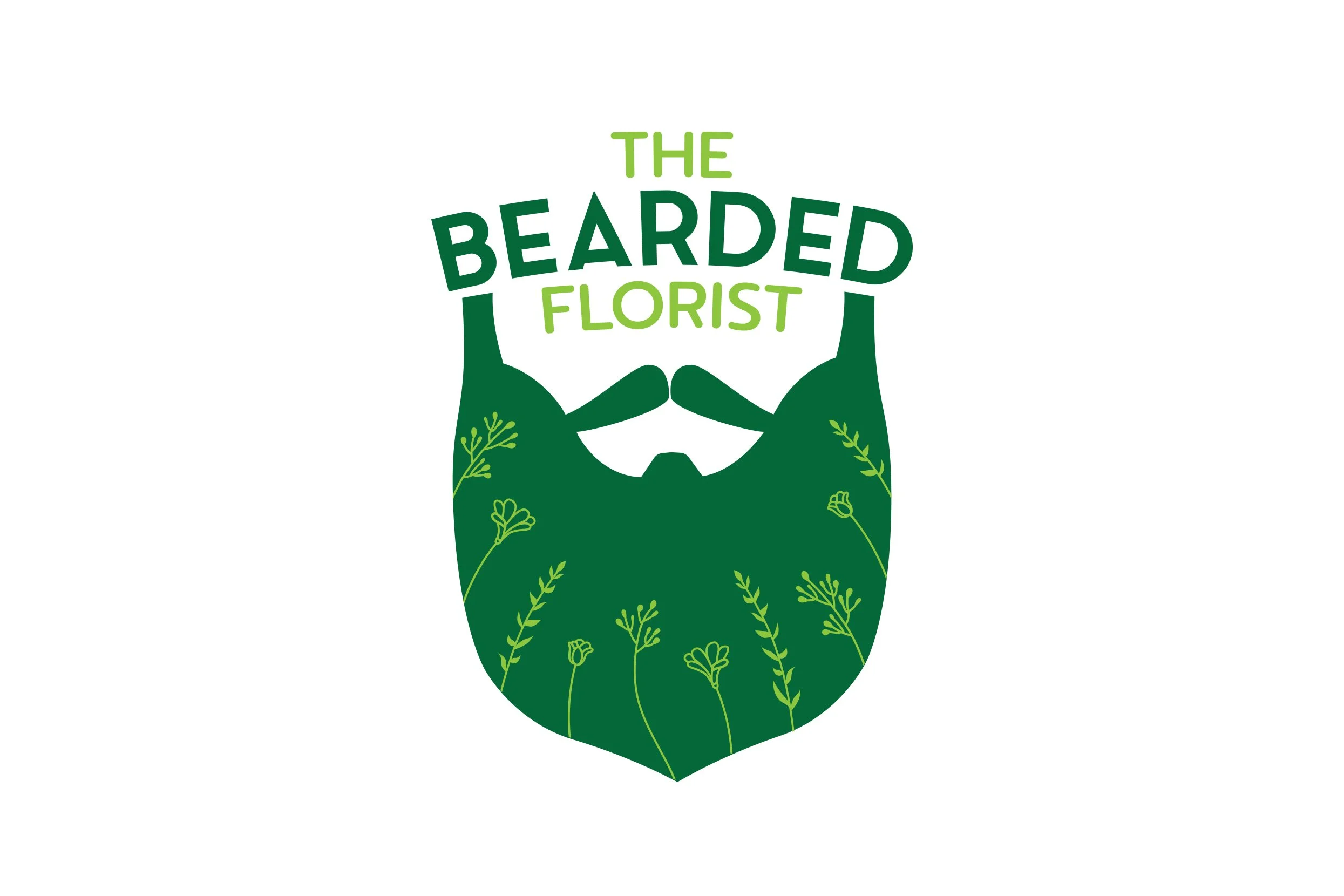 The Bearded Florist logo in green colorway