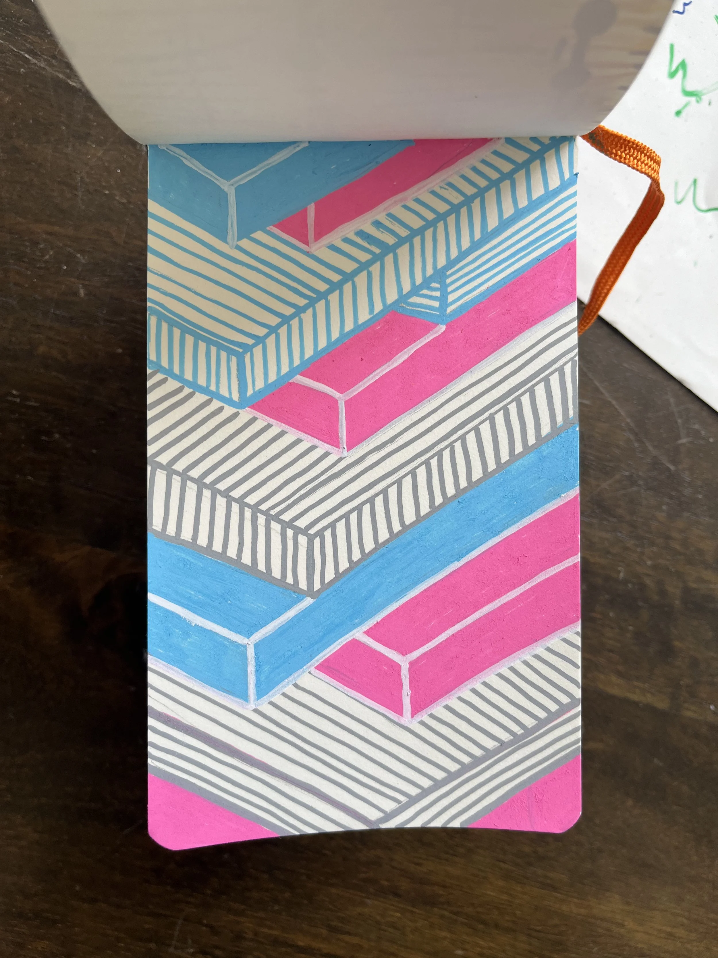 Notebook Sketchbook illustration surface pattern design blocks pink and blue