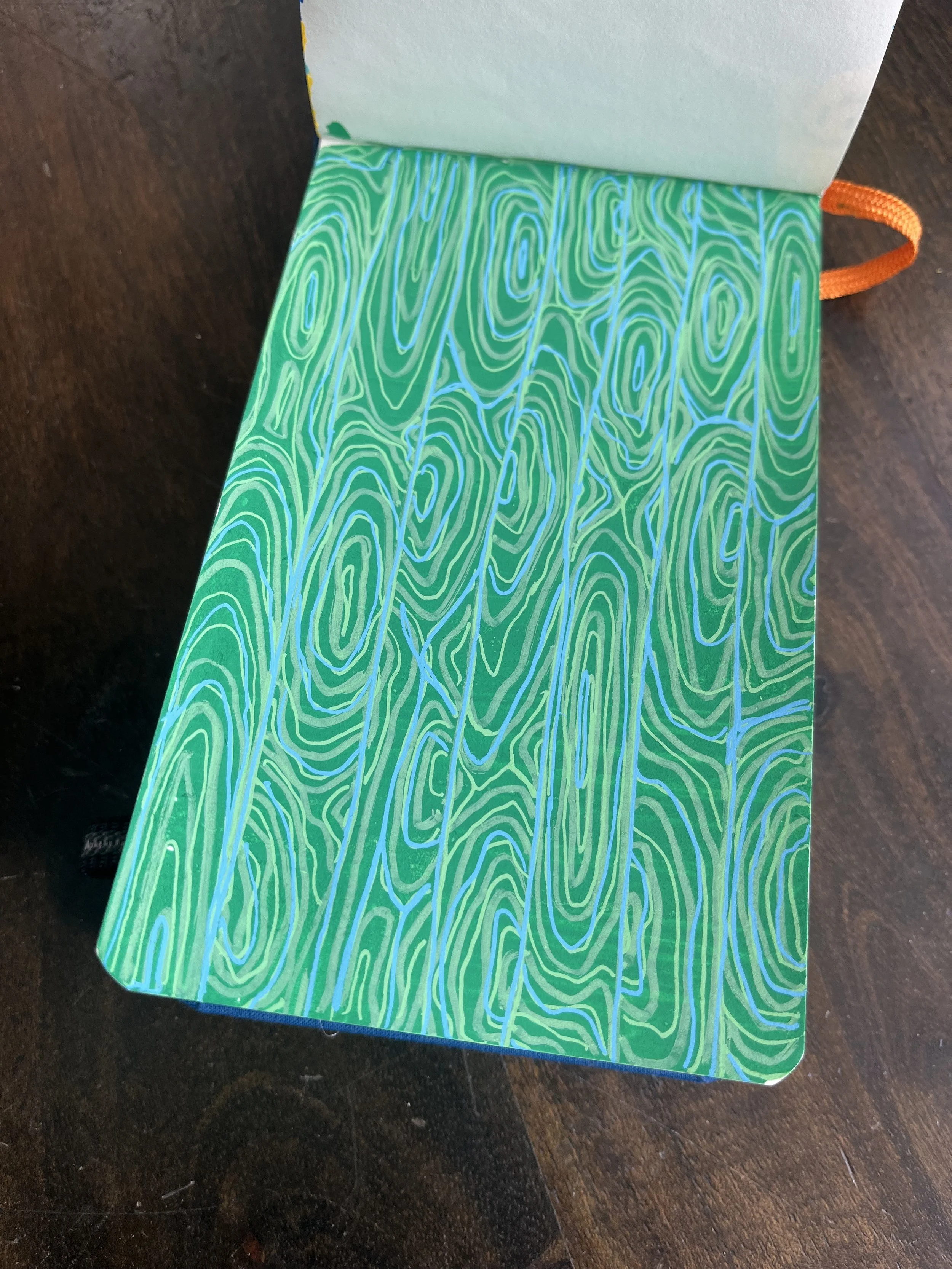 Notebook Sketchbook illustration surface pattern design green woodgrain