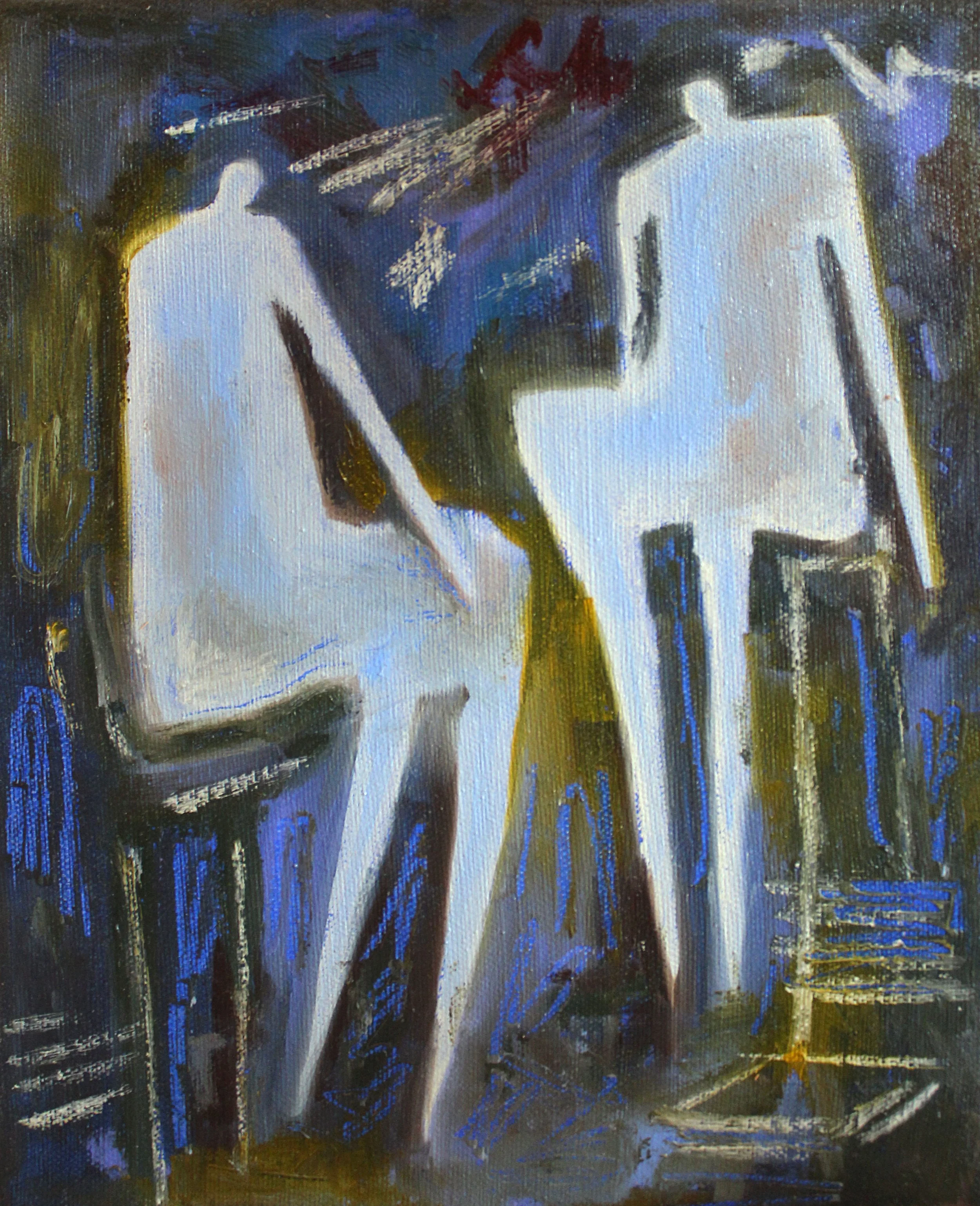 Scholars in Dialogue, Oil on Canvas, 8x10in