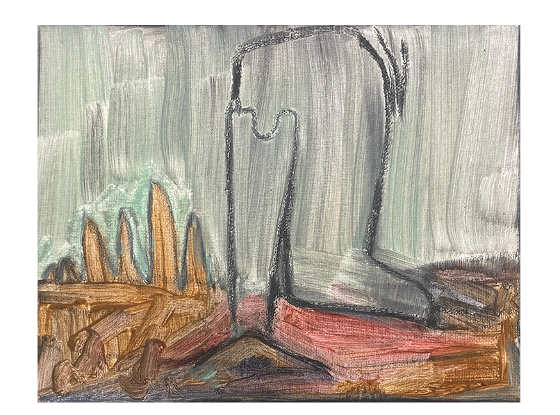 Uncovering, acrylic and graphite on canvas, 8x 10in, 2026