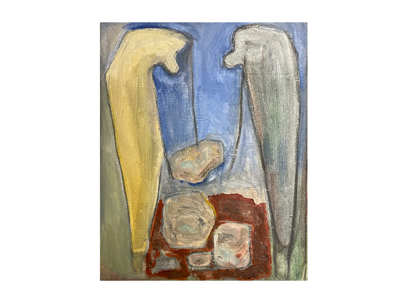 Rock Picking, acrylic and graphite on canvas, 8x 10in, 2026