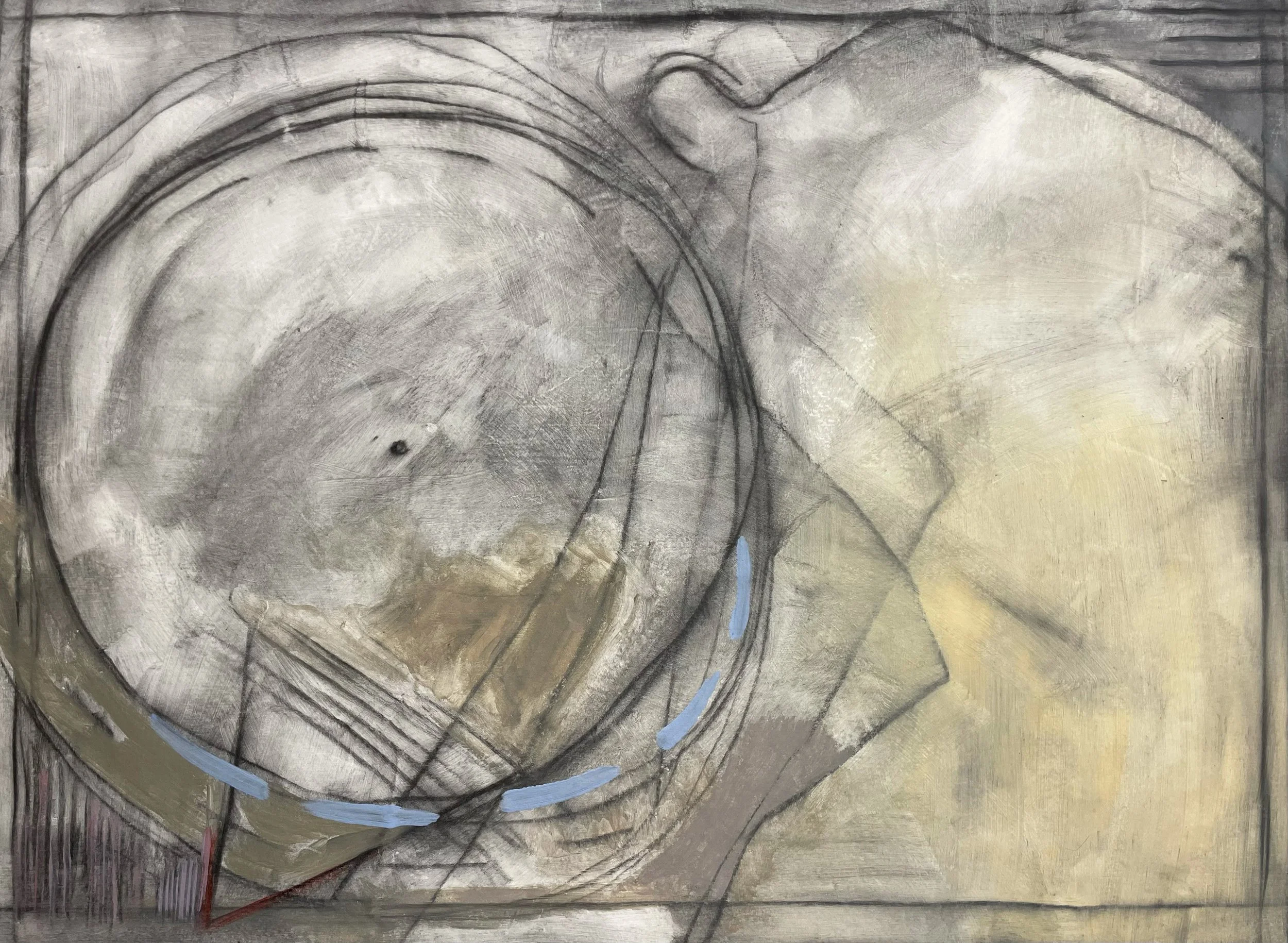 Chasing A Feature, 36 x 48in, acrylic and graphite on canvas, 2026