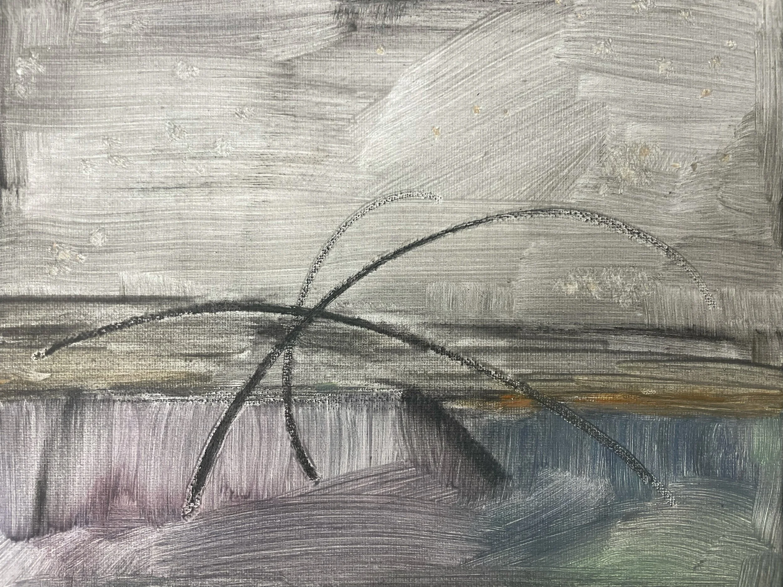 Surveying the Land 2, 8 x 10in, acrylic and graphite on canvas, 2026
