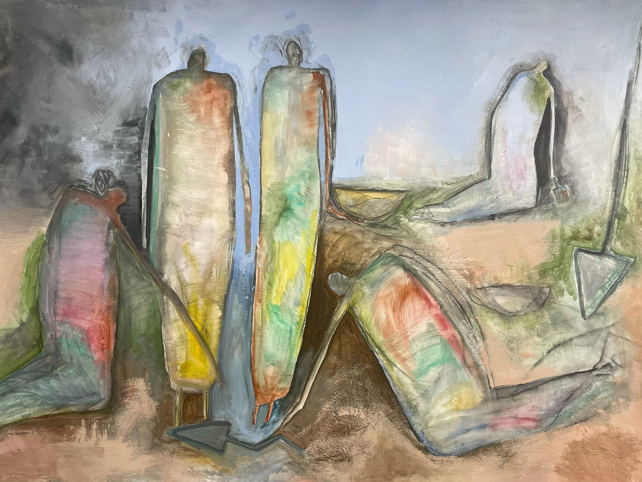 Tender Ground, 56 x 84 in, acrylic and graphite on canvas, 2026