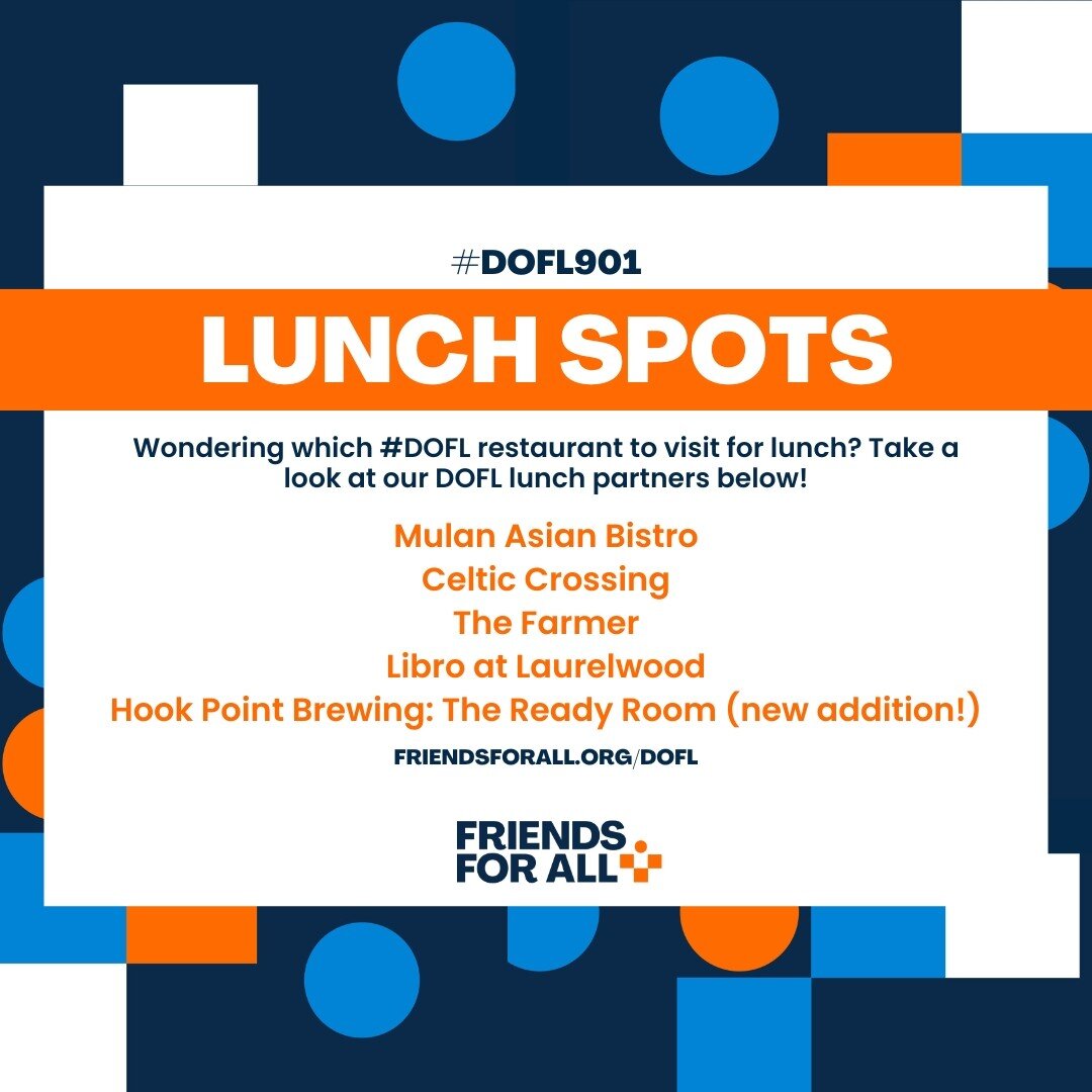 Where are you going for your #DOFL901 lunch?👀 Take a look at this list before your cravings hit! #DineOutEndHIV #HIVAwareness #HIVAwareness #HIVNonProfit 
⛓
@mulan_bistro 
@celticcrossing 
@thefarmer_memphis 
@libromemphis 
@hookpointbrewing