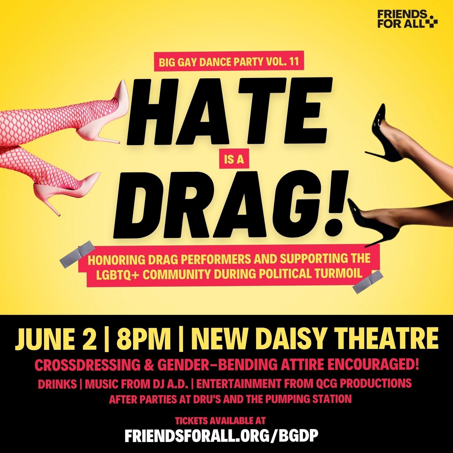 It&rsquo;s that time of the year! Link in our bio for tickets! 👠💋

Time for Big Day&nbsp;Dance&nbsp;Party, Vol:11&nbsp;Hate Is A Drag! To kick off&nbsp;Memphis Pride, we're going back to our roots downtown at the New Daisy Theater on historic Beale