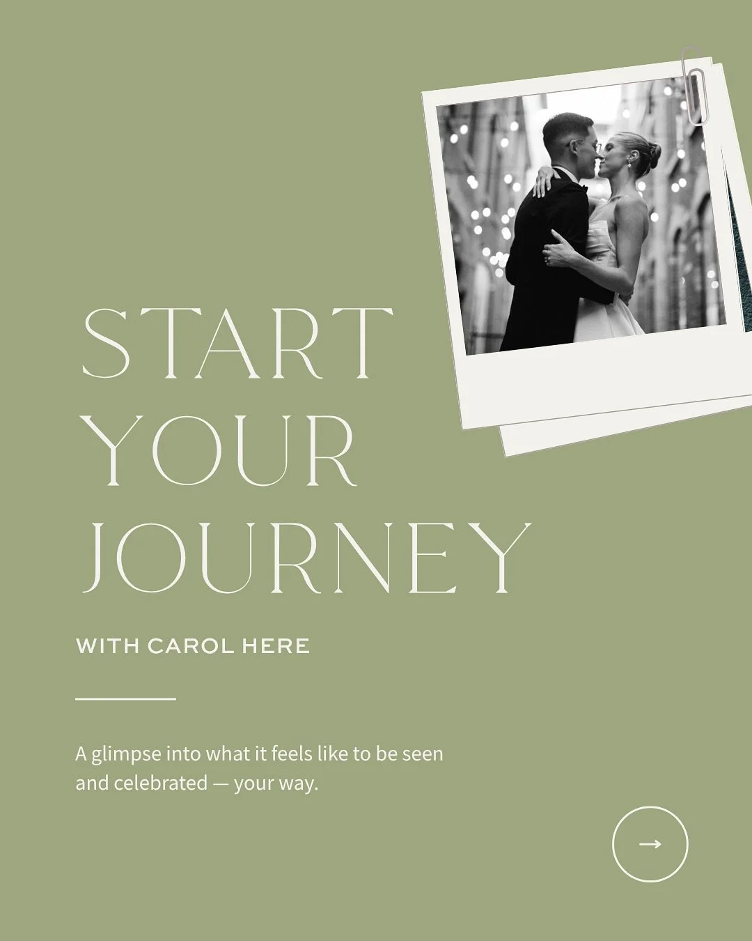 You deserve more than stiff poses or a one-size-fits-all wedding gallery.

You deserve images that feel like you. Honest. Emotional. Effortless. The kind you&rsquo;ll look back on and say, &ldquo;That was us.&rdquo;

Hi, I&rsquo;m Carol &mdash; a fil