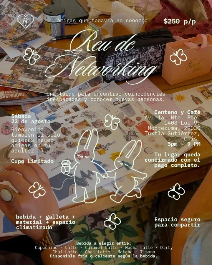 🩷 CHINGONAS CLUB LLEGA A TUXTLA 🐇✨

&iquest;Y si entre tantas personas que todav&iacute;a no conoces est&aacute; una futura amiga, colaboradora o alguien con quien tienes much&iacute;simo en com&uacute;n? 👀

Este agosto nos reunimos en Centeno &am