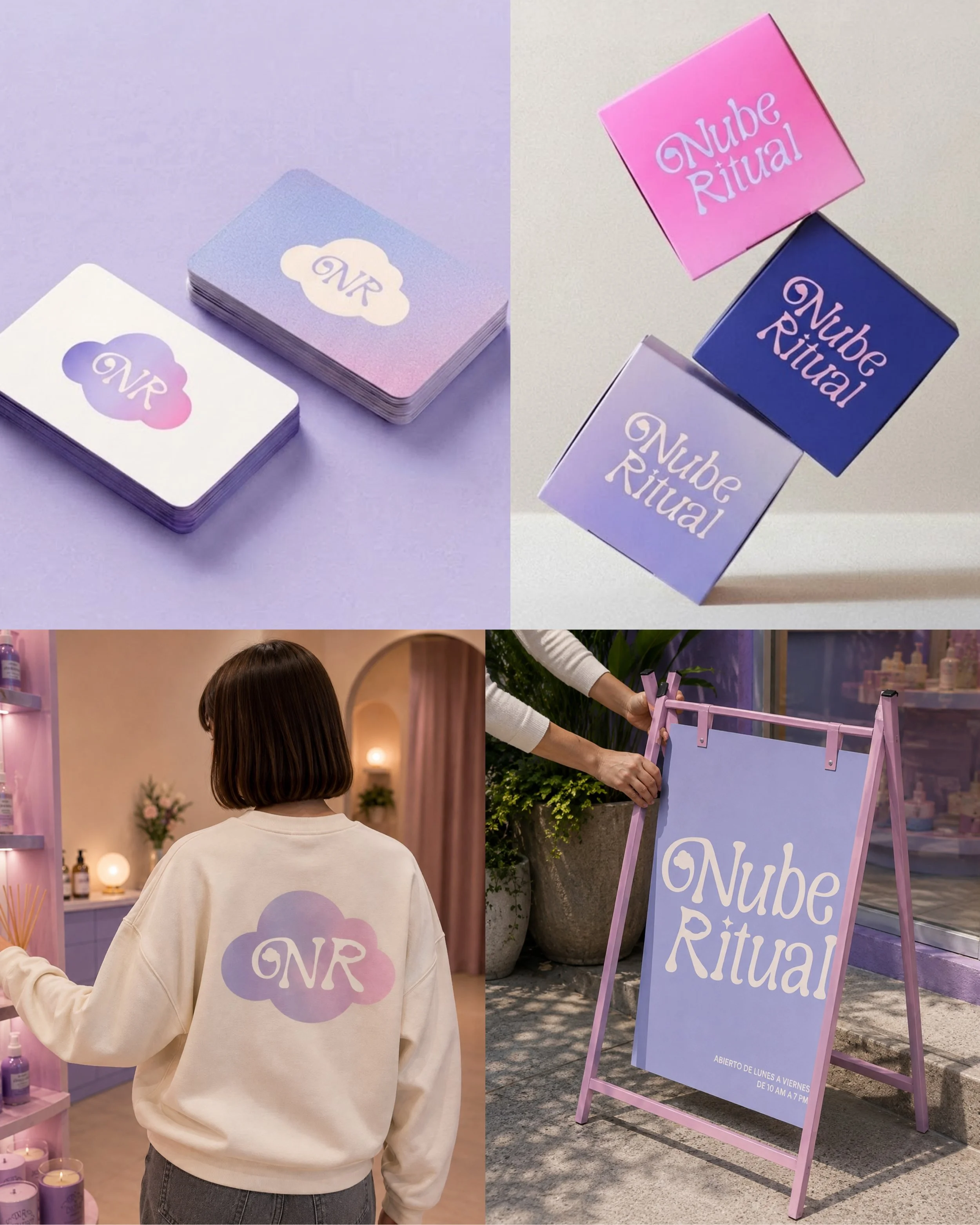 Para este proyecto de&nbsp;☁️ Nube Ritual&nbsp;desarroll&eacute; la identidad visual de una marca de bienestar y autocuidado que busca transformar peque&ntilde;os momentos cotidianos en rituales de calma, conexi&oacute;n e intenci&oacute;n.

El conce