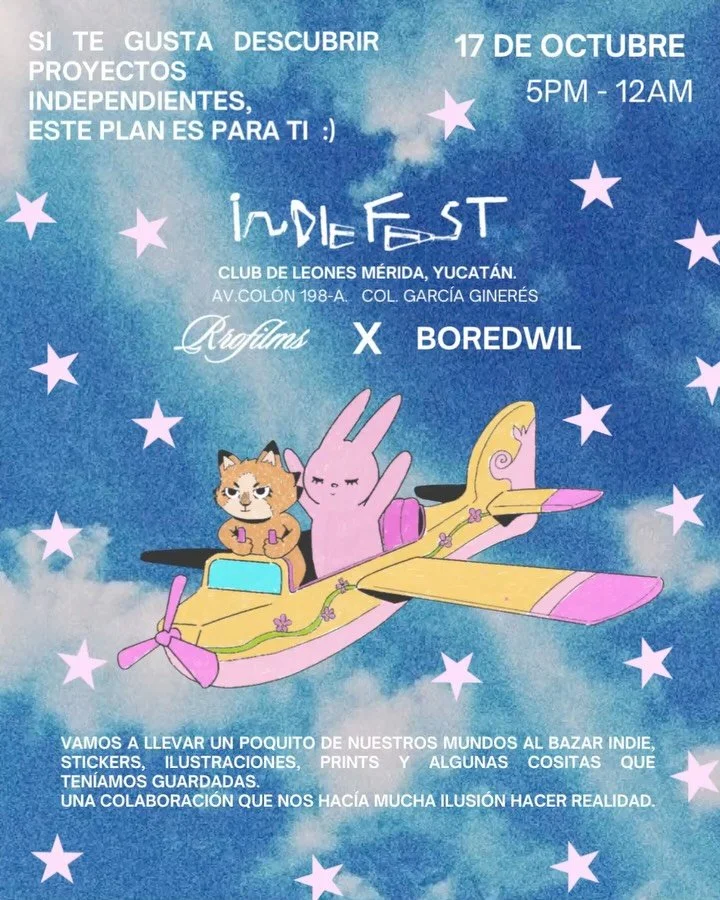 Primera vez que salimos de la pantalla para compartir un bazar y nos hac&iacute;a mucha ilusi&oacute;n hacerlo juntos 

Este 17 de octubre vamos a estar en el bazar del @indiefestyucatan con stickers, ilustraciones, prints y algunas cositas que hemos