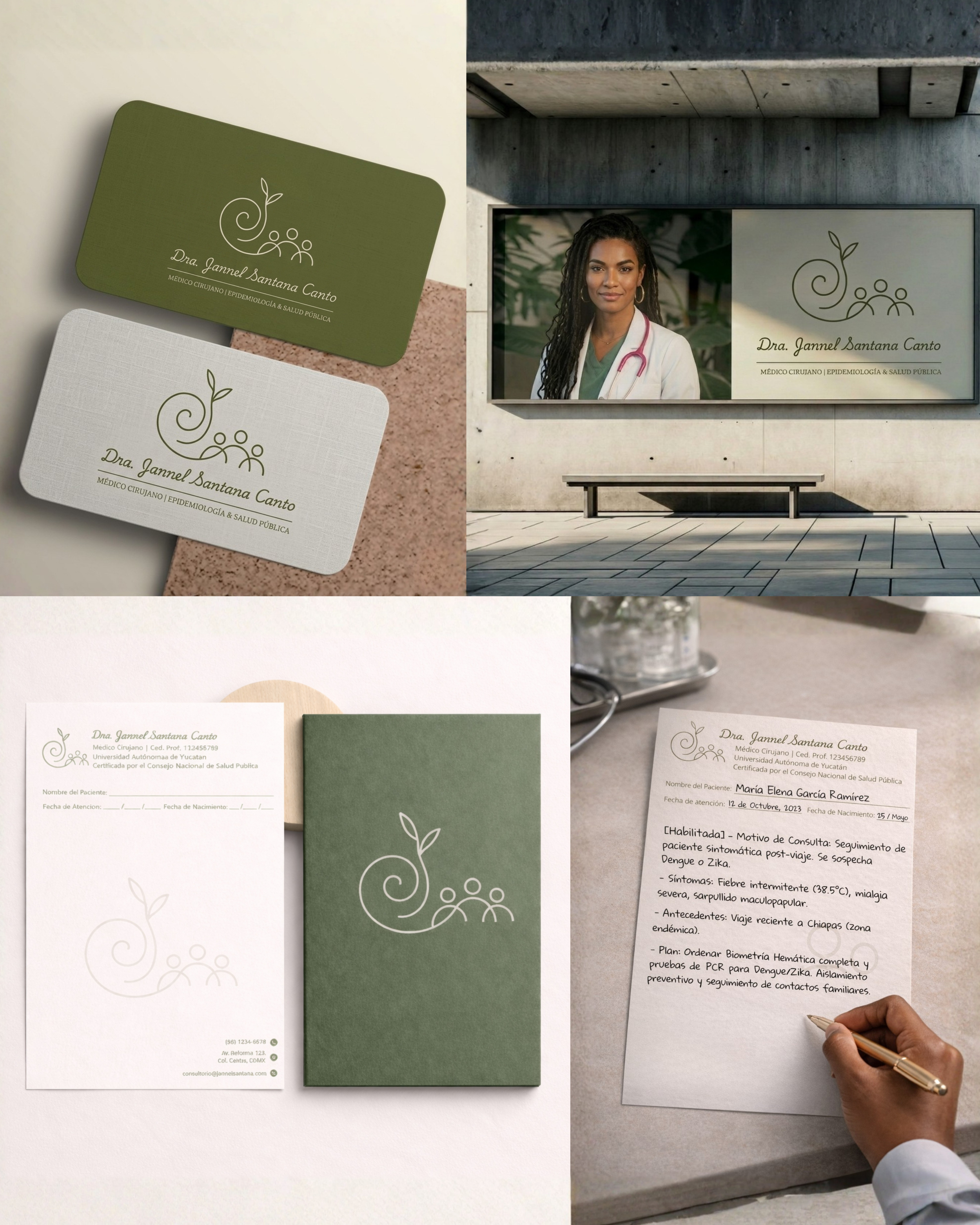 Diseño de tarjeta de presentación y recetario para Médico.