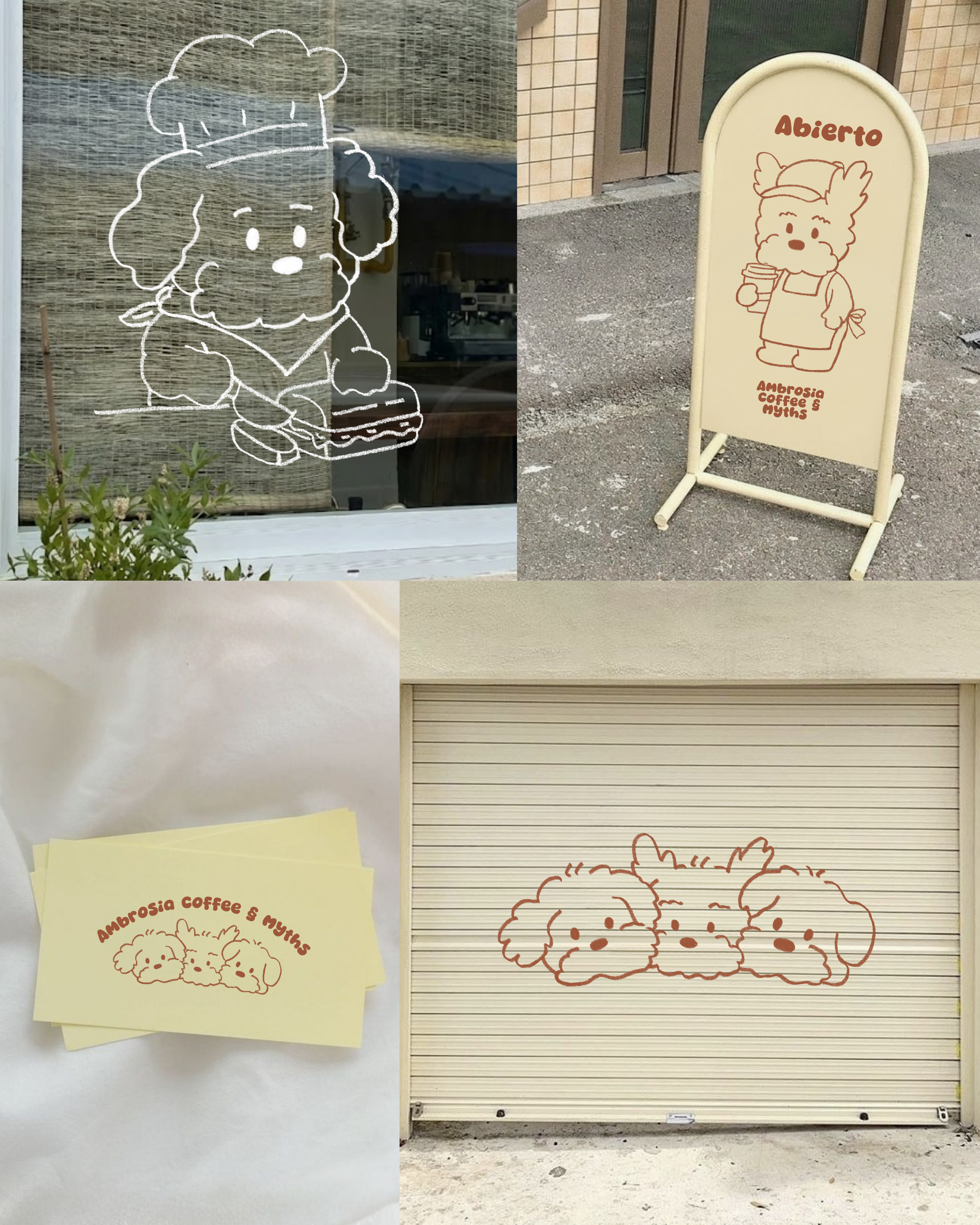 Diseño de Mascota de Marca para Cafetería. Aplicación en mockups de Variación de Logo y Personajes. 