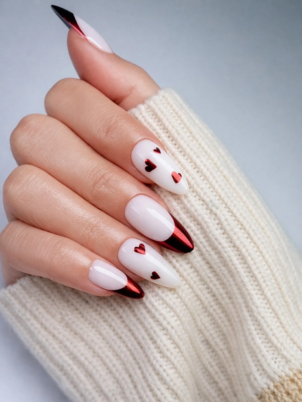 Custom Valentine’s Day press-on nail set created during Nail Fairy workshop in NYC