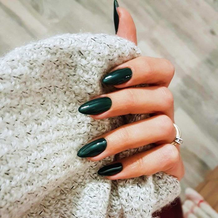 Trending fall nail colors at NYC nail salon — chocolate brown, olive and burnt orange gel manicure