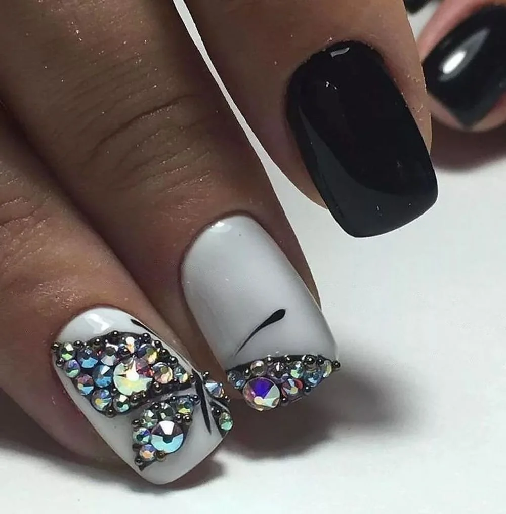 How to apply rhinestones to acrylic nails — step by step nail art at Nail Fairy NYC
