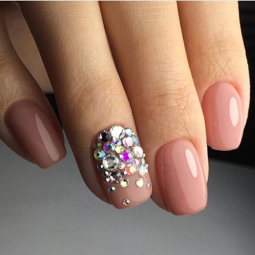 How to apply rhinestones to natural nails — nail gem design at Nail Fairy NYC