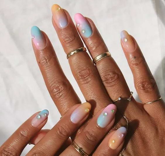 Structured gel manicure before and after at NYC nail salon — natural nail reinforcement result