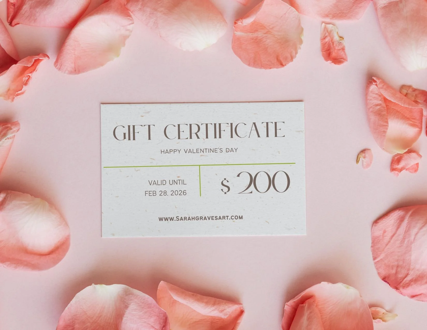 Valentine's Day gift card valid until Feb 28, 2026