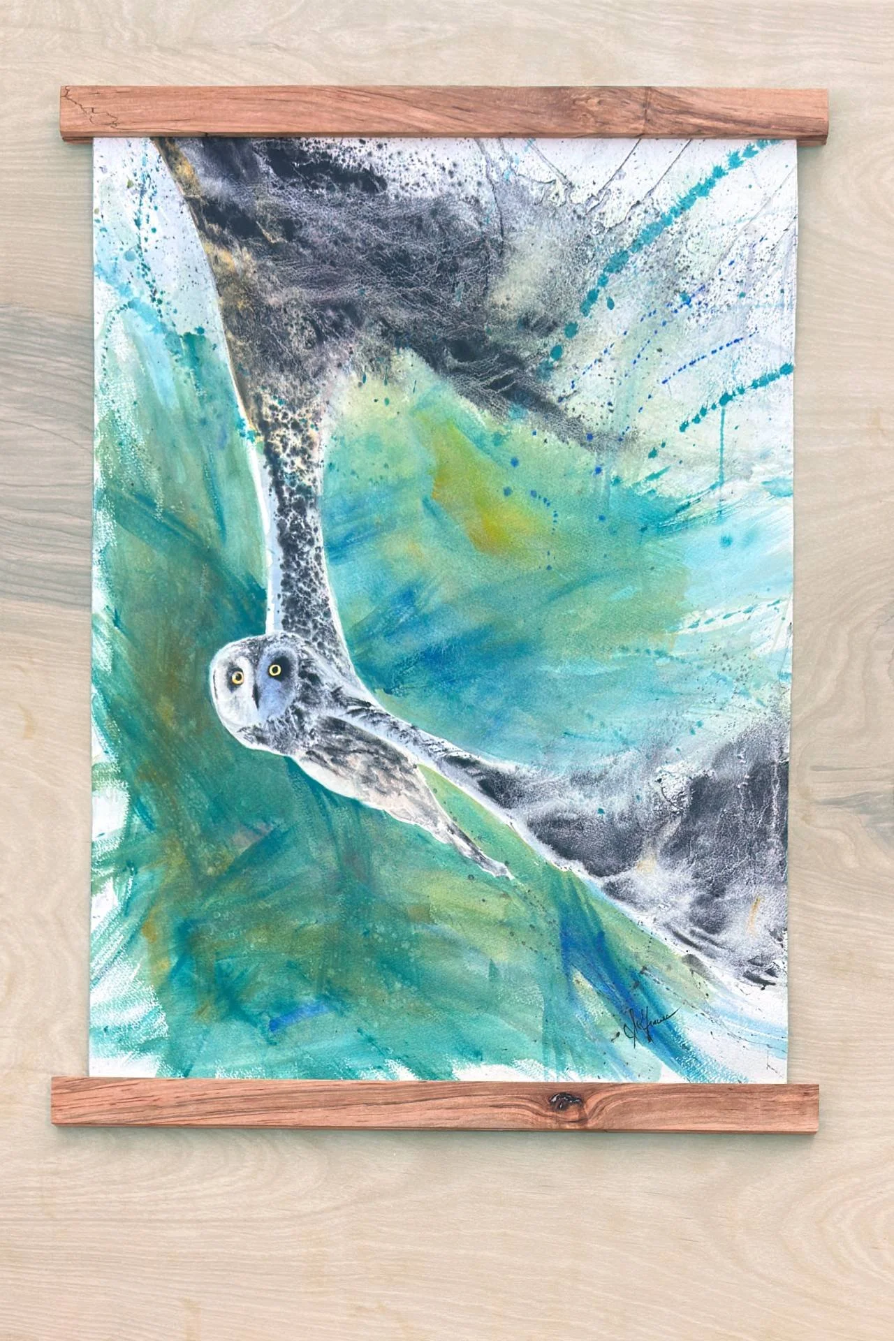 "The Watcher's Dissolution," original one-of-a-kind watercolor painting