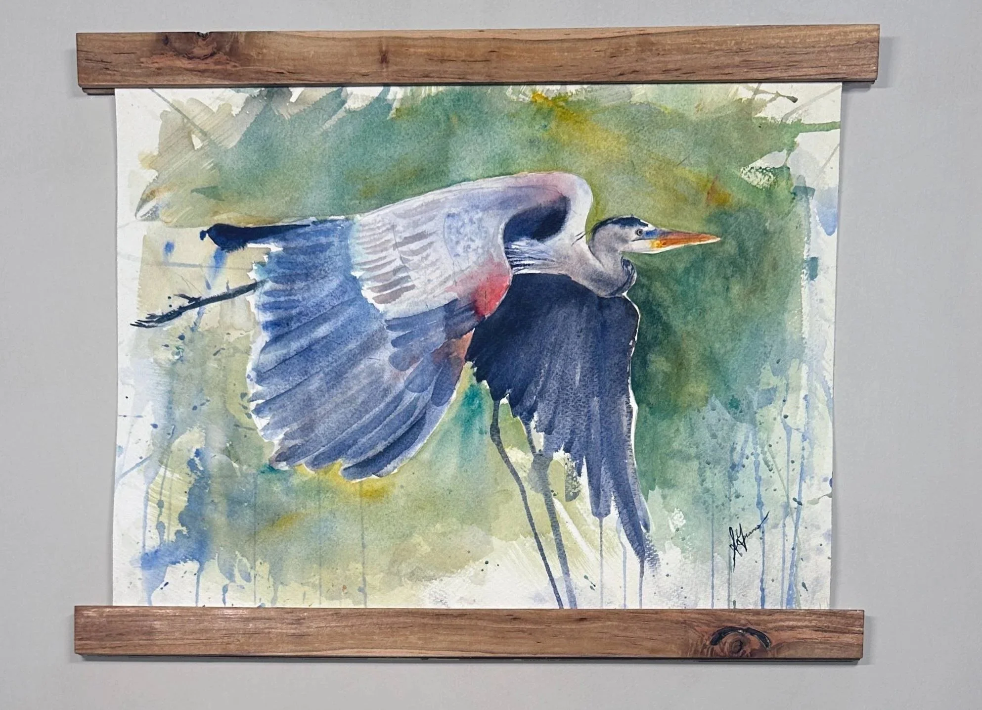 "Frequent Visitor," original one-of-a-kind watercolor painting