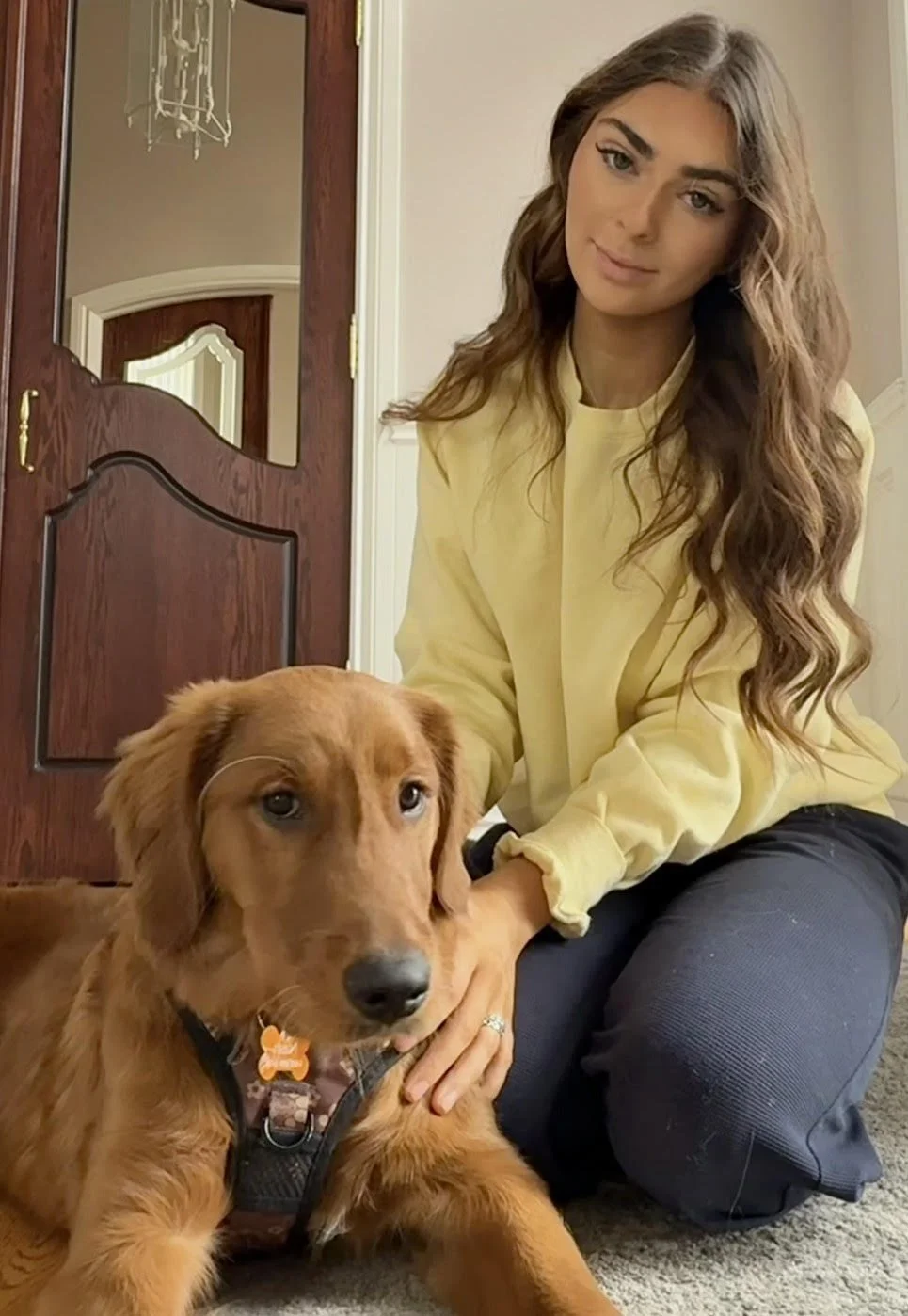Siena and her red-golden retriever, Nash