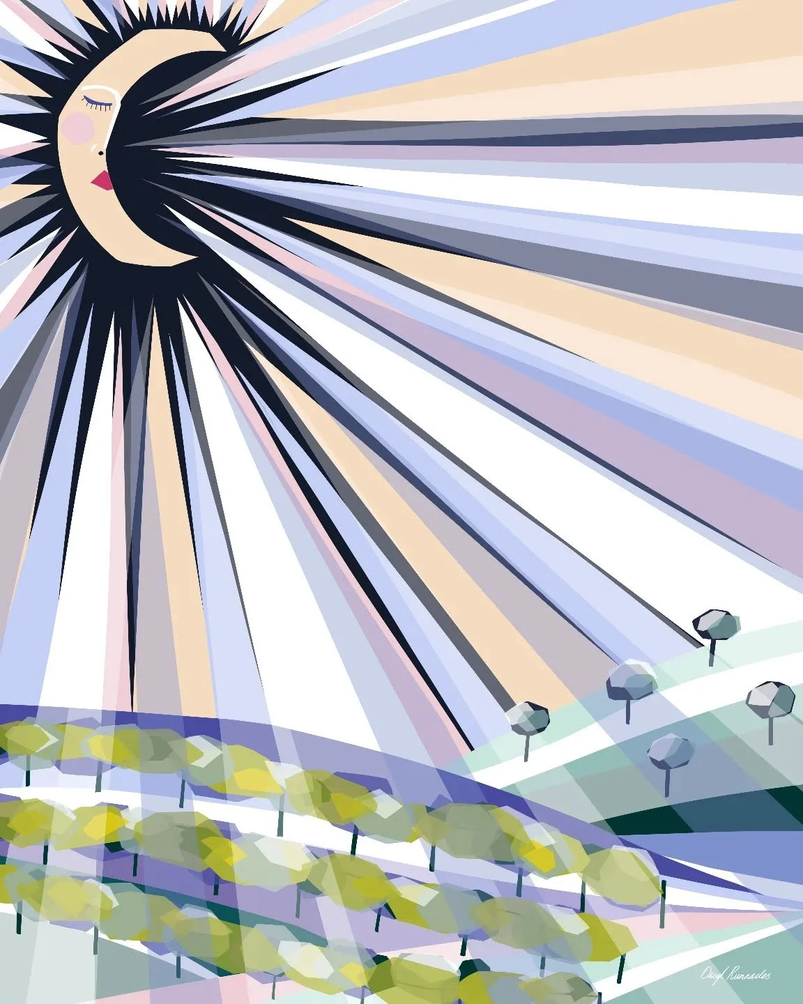 Second artwork in my new series where I explore landscapes inspired by the rural area I drive through each week here in Australia... This one is called 'Moonlight on the vineyard'... #dacylrunnaclesart