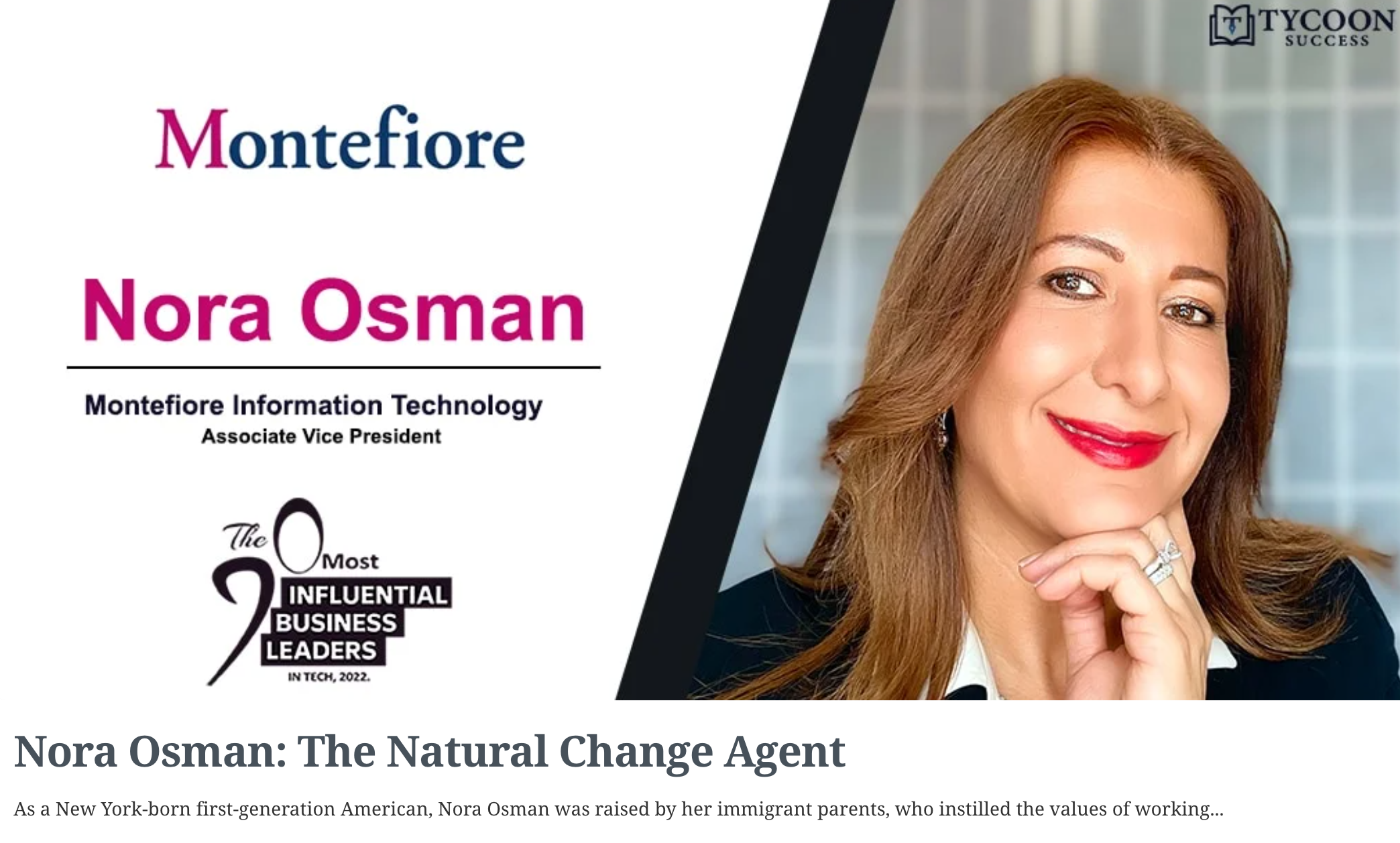 Tycoon Success- The 10 Most Influential Business Leaders in Tech 2022- Nora Osman