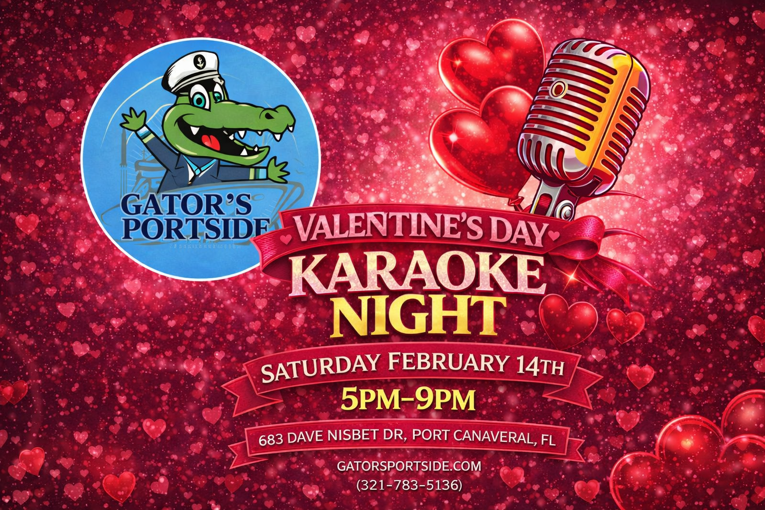 New Classic Events: Karaoke Night (Valentine’s Day Edition) at GATOR’S PORTSIDE